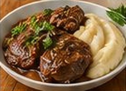 Carne braseada con puré