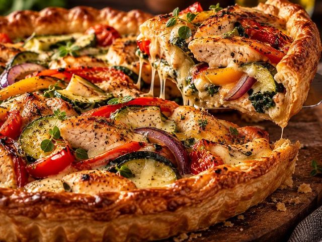 Tarta de pollo y vegetales