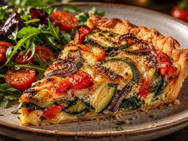 Tarta de verduras con guarnición